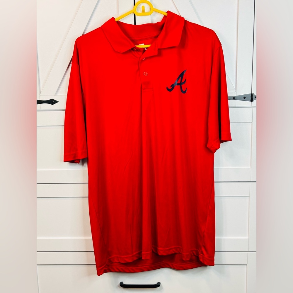 Red Fanatics Atlanta Braves Polo Shirt with Script 'A' Logo - Men